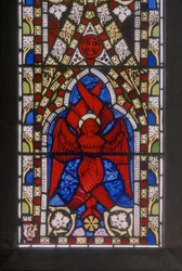 Kristus med serafer, detalj, ca 1844 (målat glas)