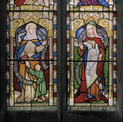 Hannah med den unge Samuel och Dorcas, 1852 (målat glas)