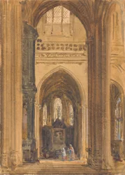 Interiör av en gotisk kyrka