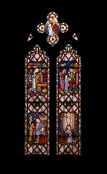 Jungfruns liv, ca 1854 (målat glas)