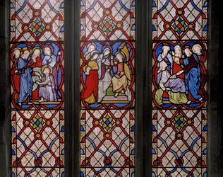 Raising Of Lazarus, The Marys at the Tomb, and the Raising of Jairuss Daughter, detalj, 1850 (målat glas)