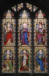 Ruth, Jungfru Maria, Sarah, Hannah, Dorcas och Anne, 1852 (målat glas)