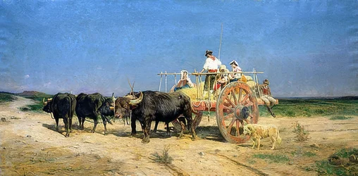 Vagn dragen av buffel