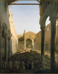 Interiör i San Paolo fuori le mura efter branden 1823