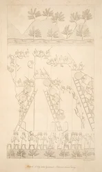 En stad tagen genom överfall - Fångar körda iväg, från Monuments of Nineveh, pub. 1849