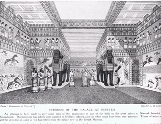 Interiör av palatset i Nineveh, illustration från "Hutchinson
