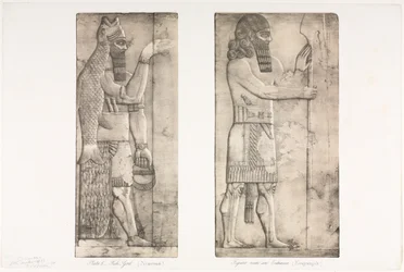 Monument av Ninevah: Platta 6, Fiskguden Nimroud, figur nära en ingång Kouyunjik, 1853.