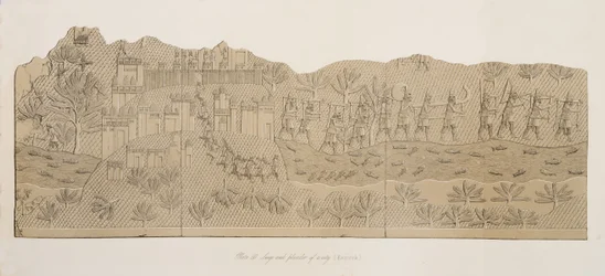 Belägring och plundring av en stad (Kouyunjik), från Monuments of Nineveh, pub. 1849