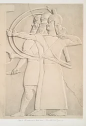Två bågskyttar och en sköldbärare, 1849