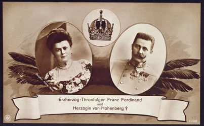Ärkehertig Franz Ferdinand av Österrike, arvtagare till den österrikiska tronen och hans hustru, hertiginnan av Hohenberg, 1914
