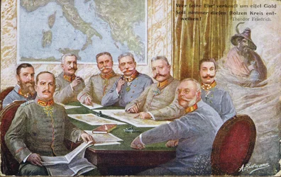 Österrikiska och tyska generaler och härförare från första världskriget, grupperade kring Hindenburg och Mackensen, 1915