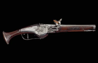 Kärnten (Ferlach) pistol med hjullåsmekanism som innehåller ett internt automatiskt säkerhetssystem, c.1650 (stål & valnöt)