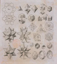 Geometriska former, från Harmonices Mundi av Johannes Kepler (1571-1630) publicerad i Linz, 1619
