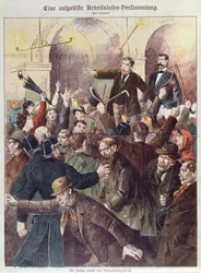 Polisen bryter upp ett protestmöte för arbetslösa arbetare, 1897