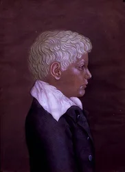 Porträtt av en pojke med flinthår, ca 1830 (akvarell på papper)