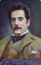Vykortsporträtt av Giacomo Puccini, ca 1910-15