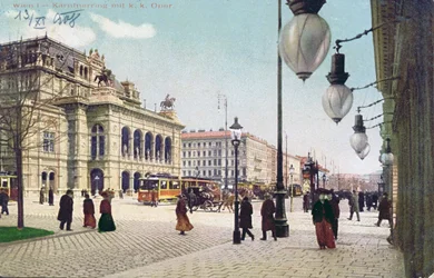 Kaerntnerring och den kejserliga och kungliga operan i Wien, 1908