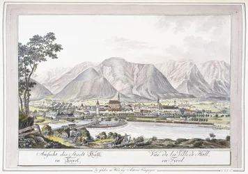 Utsikt över Hall i Tirol, 1779-1792