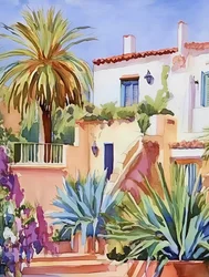 Solig villa vid Medelhavet