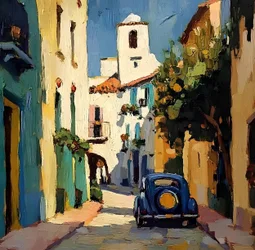 Sunny Village – den blå bilen