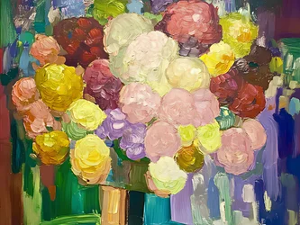 En färgsprakande blomsterbukett