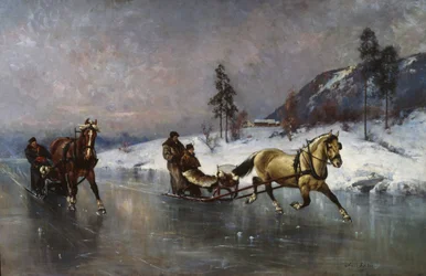 Sleigh Ride on the Ice (olja på duk)