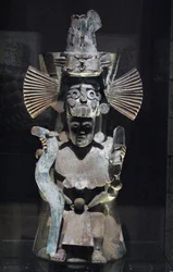 Rökelsebrännare i form av guden Tlaloc, Tlahuac, sen postklassisk period, ca 1500