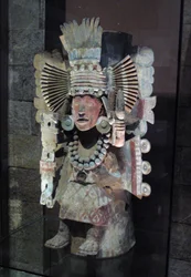 Rökelsebrännare i form av majsgudinnan Xilonen, Tlahuac, sen postklassisk period, ca 1500