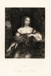 Porträtt av Anne Carnegie, grevinnan av Southesk, hustru till James Carnegie, tidigare Lady Anne Hamilton, ökänd för sin affär med hertigen av York, c.