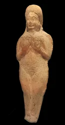 Figurin av naken kvinna. Terrakotta, Babylon, 2:a årtusendet f.Kr. Musée de la Castre, Cannes.