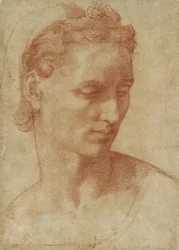 Head of a Woman (krita på papper)