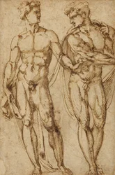 Studie av två män (recto); Studie av huvudet på en skäggig man (verso)