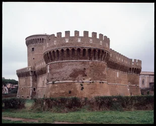 Medeltida konst: utsikt över slottet av påven Julius II (Giulio) realiserat av arkitekten Baccio Pontelli (ca 1450-1494), Gregoriopoli