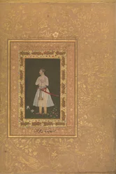 Porträtt av Jahangir Beg, Jansipar Khan, Folio från Shah Jahan Album, ca. 1627