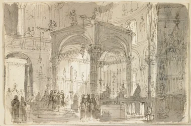 Utsikt över ett högaltare, kanske i San Marco, Venedig