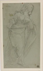 Stående draperad kvinnofigur
