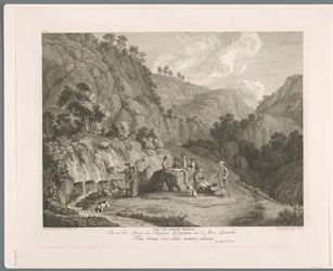 Vy över källan vid Monti Lucretili Vüe ​​​​de fonte bello (titel på objekt) Suite de VI vues des Environs de Rome (...) (serietitel)