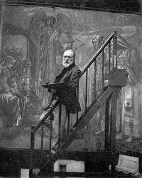 Sir Edward Burne-Jones målar "The Star of Bethlehem" i sin ateljé