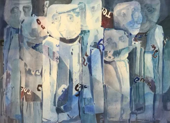 Faces, ca 1980-90 (akvarell på papper)
