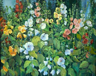 Hollyhocks, ca 1990-2005 (olja på duk)