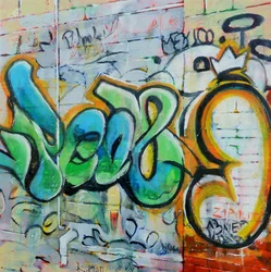 Färgsprakande graffitibomb