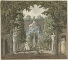 Teaterscen i en stadsträdgård