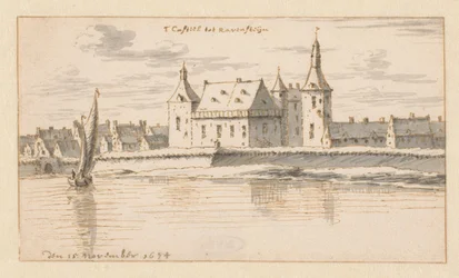 Utsikt över slottet Ravenstein, North Brabant