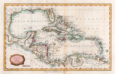 Karta över Västindien, 1700-talet.