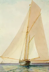 Blommar ut i en ljus Zephyr (akvarell på papper)