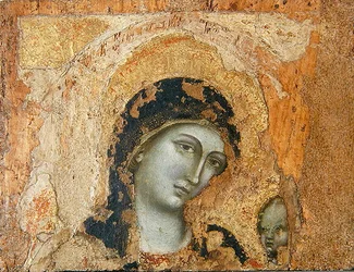 Madonna och barn (tempera & bladguld på panel)