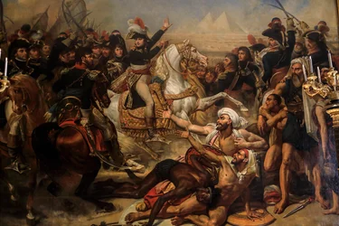 Bonaparte Haranguing sin armé före slaget vid pyramiderna. 1810 (Olja på duk)