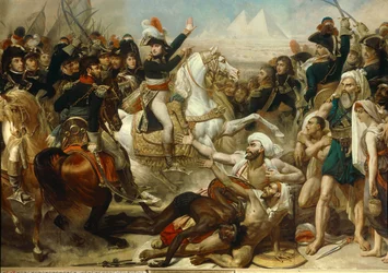 Fälttåget (expeditionen) i Egypten (1798-1801): Napoleon Bonaparte talar till armén före slaget vid pyramiderna, 21 juli
