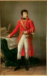 Helfigursporträtt av Napoleon Bonaparte som förste konsul (1769-1821). Målning av Antoine Jean Gros (1771-1835). 1802. Paris, Hederslegionens museum