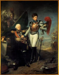 Porträtt av Jean Lariboisiere (1759-1812) och hans son Honore i slaget vid Moskova